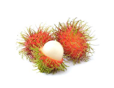 Rambutan tatlı lezzetli meyve beyaz arka planda izole