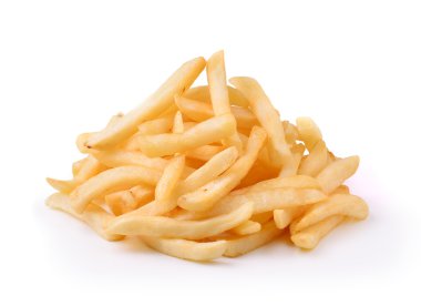 Beyaz arka planda izole edilmiş patates kızartması