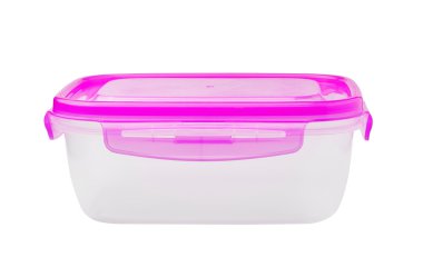 Beyaz arka plan üzerinde izole plastik gıda kutusu