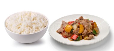 bir beyaz kase lezzetli yemek Tayland tarzı pirinç