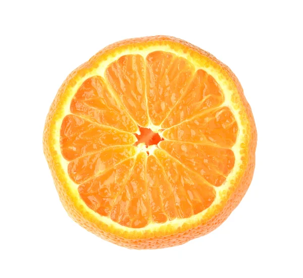 Media fruta naranja sobre fondo blanco, fresca y jugosa — Foto de Stock