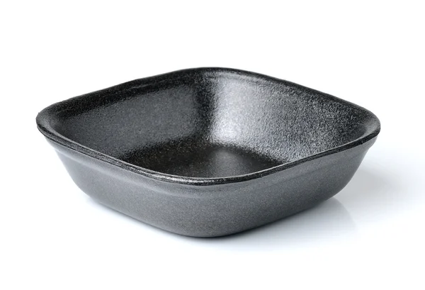 Black empty food tray. Isolated on white background — Stock Photo, Image