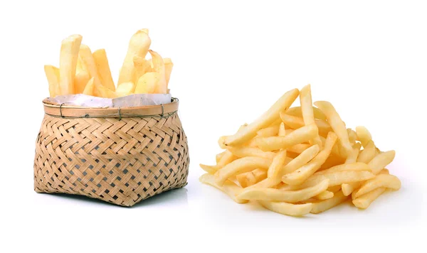 Pommes frites på vit bakgrund — Stockfoto