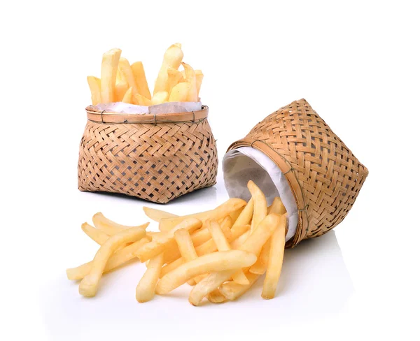 Pommes frites i korg — Stockfoto