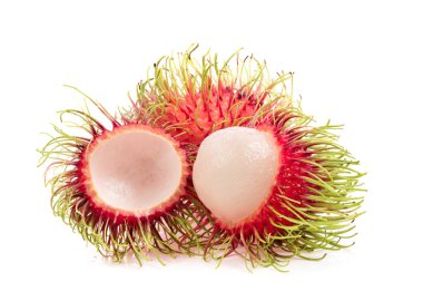 beyaz arkaplanda yalıtılmış rambutan meyveleri