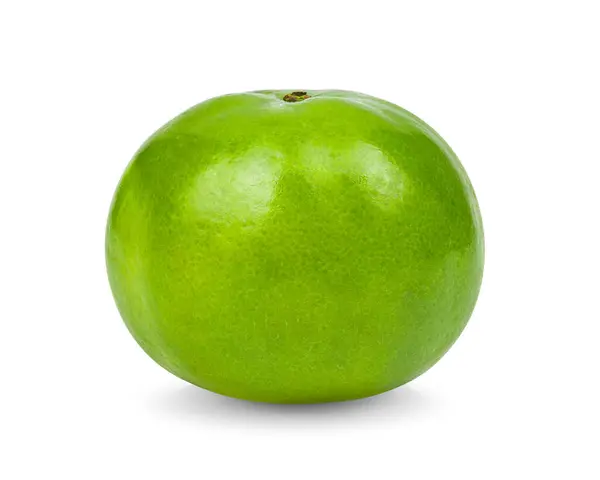 Zöld Narancs Mandarin Elszigetelt Fehér Háttér — Stock Fotó