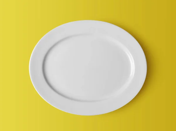 Biała Płyta Ceramiczna Żółtym Tle — Zdjęcie stockowe