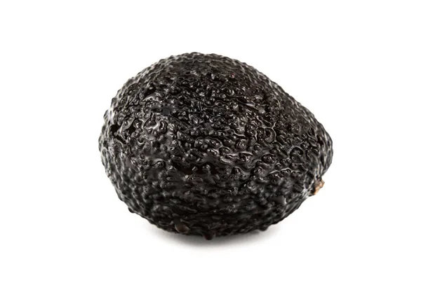 Eine Reife Avocadofrucht Mit Harter Runzeliger Schale Wassertropfen Isoliert Auf — Stockfoto