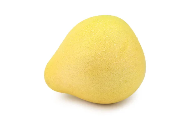 Fruta Pomelo Madura Pele Amarela Grossa Deitada Seu Lado Isolado — Fotografia de Stock