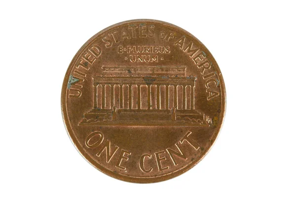 Metal Coin Denomination One Cent Isolated White Background — Fotografia de Stock
