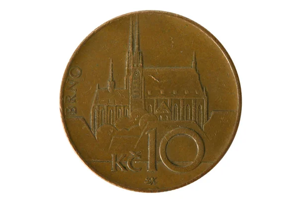 Metal Coin Denomination Czech Crowns Isolated White Background — Zdjęcie stockowe
