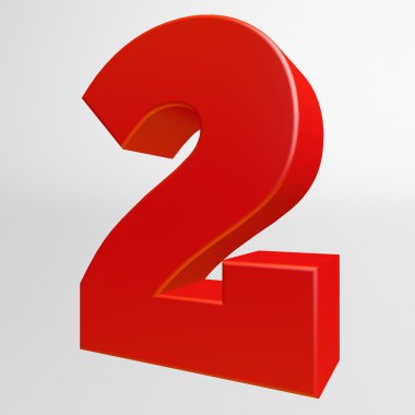 beyaz zemin üzerine kırmızı ikinci