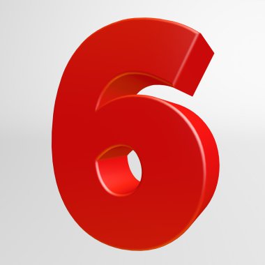 beyaz zemin üzerine kırmızı altıncı