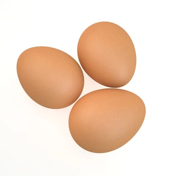 A három tojást, elszigetelt fehér background. — Stock Fotó