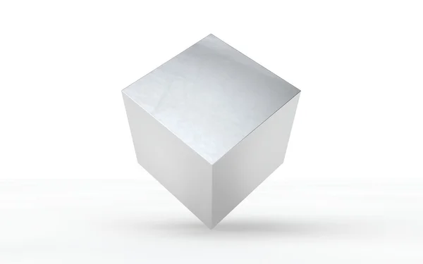 3D silver, shiny cube for graphic design, you can — Stock Photo, Image