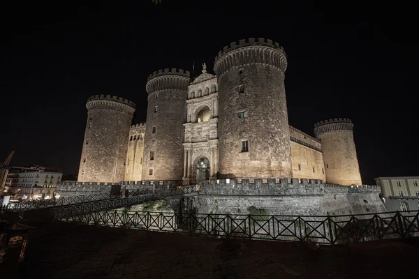 Naples nocturne on Castello Maschio Angioino — Stock Photo, Image