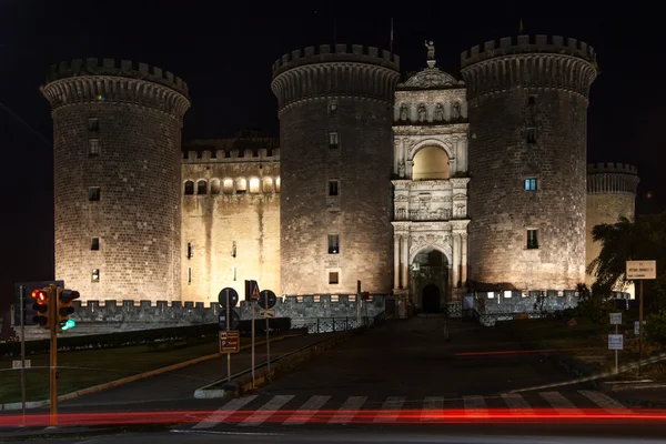 Naples nocturne on Castello Maschio Angioino — Stock Photo, Image