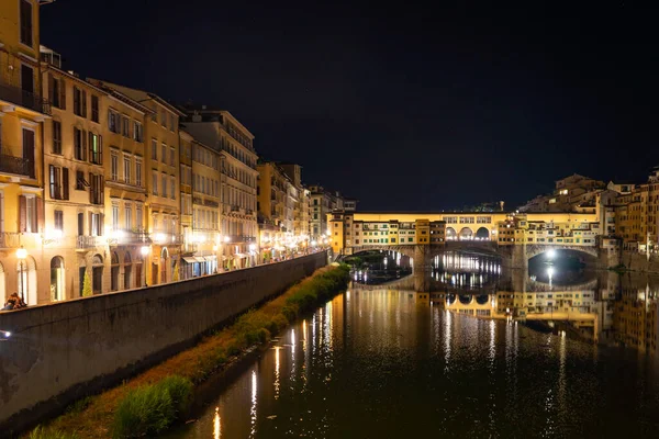 Paseando Por Arte Florencia Puente Viejo Nocturne — Foto de Stock