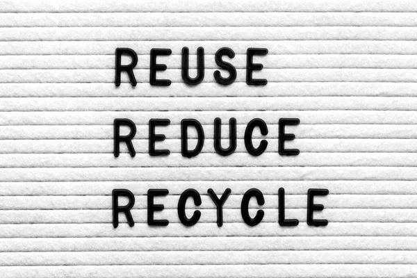 Placa Feltro Com Texto Citação Reutilizar Reduzir Reciclar Mesa Madeira — Fotografia de Stock