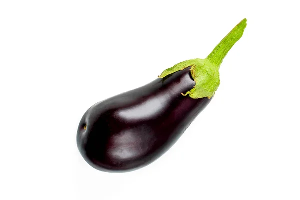 Fresh Raw Purple Eggplant Isolated White Background Recipes Eggplant Flat — Stock Photo, Image