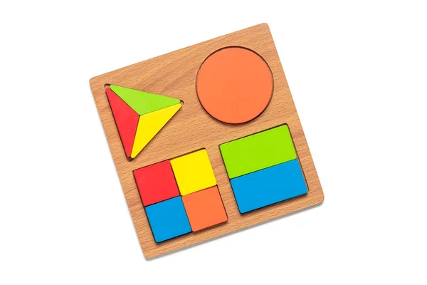 Set Shape Montessori Style Toys Children Wooden Eco Friendly Logic — 图库照片