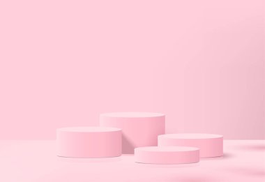 Gölge yapraklı pembe podyum sahnesi stand-show ödül ürünleri.