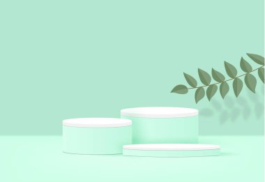 Yeşil yapraklı yeşil podyum sahnesi.