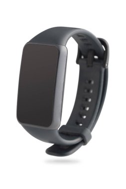 Fitness takip cihazı, akıllı saat, beyaz arka planda izole edilmiş fitness bilekliği.