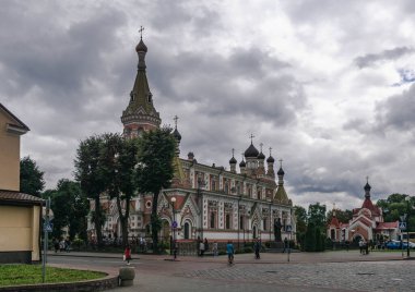 Grodno 'daki Kutsal Koruma Katedrali. Beyaz Rusya.
