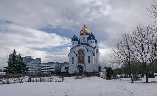 Church Resurrection Christ Orthodox Church Zeleny Lug Microdistrict Minsk — Stock Photo, Image