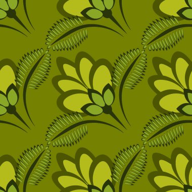 Kusursuz desen, uçsuz bucaksız doku, biçimlendirilmiş çiçekler, grafikler. Bitkiler. Tasarım ögeleri