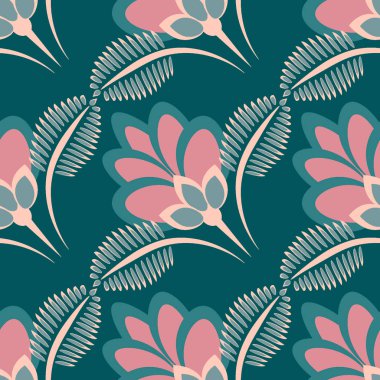 Kusursuz desen, uçsuz bucaksız doku, biçimlendirilmiş çiçekler, grafikler. Bitkiler. Tasarım ögeleri