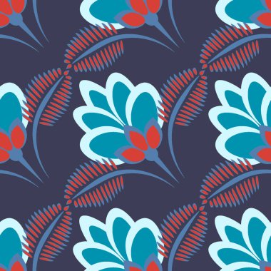 Kusursuz desen, uçsuz bucaksız doku, biçimlendirilmiş çiçekler, grafikler. Bitkiler. Tasarım ögeleri - Duvar kağıdı, tekstil, paketleme, siteler veya mobil uygulamalar için arkaplan