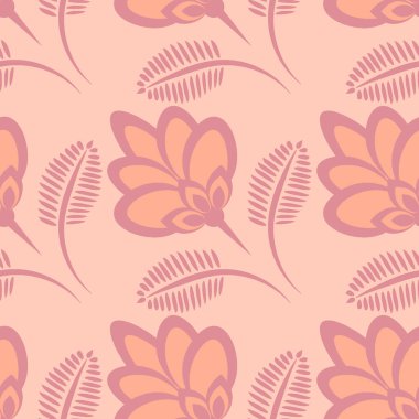 Kusursuz desen, uçsuz bucaksız doku, biçimlendirilmiş çiçekler, grafikler. Bitkiler. Tasarım ögeleri - Duvar kağıdı, tekstil, paketleme, siteler veya mobil uygulamalar için arkaplan