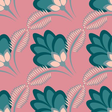 Kusursuz desen, uçsuz bucaksız doku, biçimlendirilmiş çiçekler, grafikler. Bitkiler. Tasarım ögeleri - Duvar kağıdı, tekstil, paketleme, siteler veya mobil uygulamalar için arkaplan