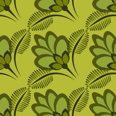 Kusursuz desen, uçsuz bucaksız doku, biçimlendirilmiş çiçekler, grafikler. Bitkiler. Tasarım ögeleri - Duvar kağıdı, tekstil, paketleme, siteler veya mobil uygulamalar için arkaplan