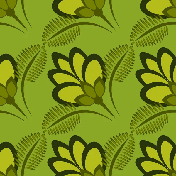 Sömlöst Mönster Oändlig Konsistens Stiliserade Blommor Grafik Växter Design Element — Stock vektor