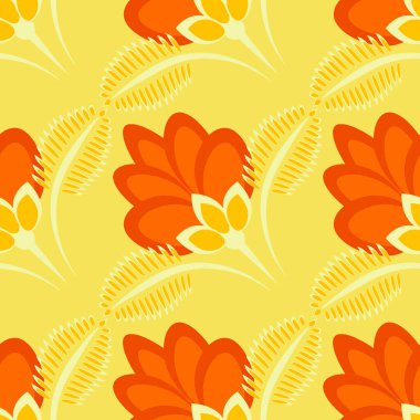 Kusursuz desen, uçsuz bucaksız doku, biçimlendirilmiş çiçekler, grafikler. Bitkiler. Tasarım ögeleri - Duvar kağıdı, tekstil, paketleme, siteler veya mobil uygulamalar için arkaplan