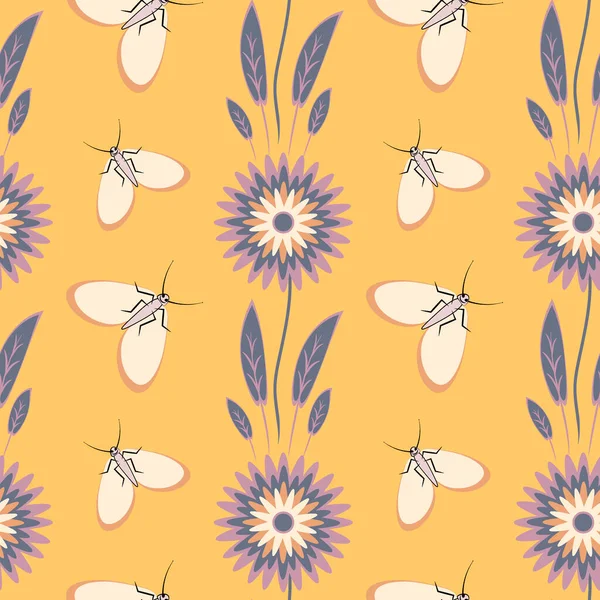 Kusursuz desen, uçsuz bucaksız doku kare arkaplandaki illüstrasyon, stilize çiçekler ve güveler. Tasarım ögeleri - Not defterlerinin, mobil uygulamaların, sitelerin kapaklarının dekorasyonu - Duvar kağıtları, tekstil, paketleme, siteler veya mobil uygulama için arkaplan