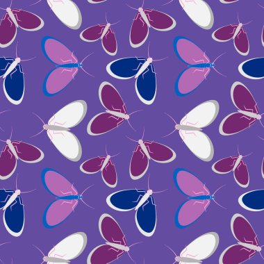 Kusursuz desen, sonsuz doku kare arkaplandaki illüstrasyon, stilize güveler, grafikler. Yaz, böcekler, dayanılmaz yaşam kolaylığı. Tasarım ögeleri - Not defterlerinin, mobil uygulamaların, sitelerin kapaklarının dekorasyonu - Duvar kağıtları, tekstil, pac