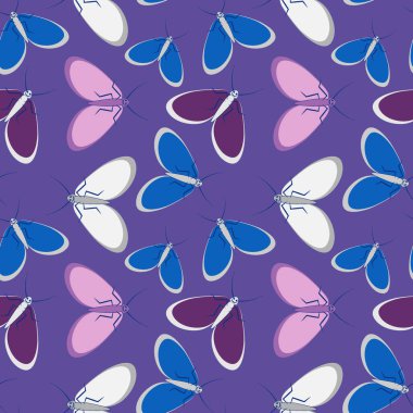 Kusursuz desen, sonsuz doku kare arkaplandaki illüstrasyon, stilize güveler, grafikler. Yaz, böcekler, dayanılmaz yaşam kolaylığı. Tasarım ögeleri - Not defterlerinin, mobil uygulamaların, sitelerin kapaklarının dekorasyonu - Duvar kağıtları, tekstil, pac