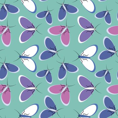 Kusursuz desen, sonsuz doku kare arkaplandaki illüstrasyon, stilize güveler, grafikler. Yaz, böcekler, dayanılmaz yaşam kolaylığı. Tasarım ögeleri - Not defterlerinin, mobil uygulamaların, sitelerin kapaklarının dekorasyonu - Duvar kağıtları, tekstil, pac