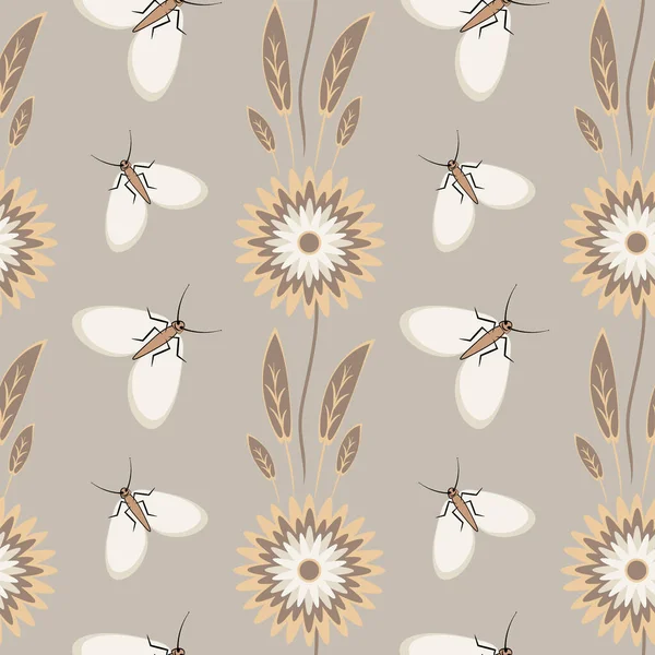 Kusursuz desen, uçsuz bucaksız doku kare arkaplandaki illüstrasyon, stilize çiçekler ve güveler. Tasarım ögeleri - Not defterlerinin, mobil uygulamaların, sitelerin kapaklarının dekorasyonu - Duvar kağıtları, tekstil, paketleme, siteler veya mobil uygulama için arkaplan