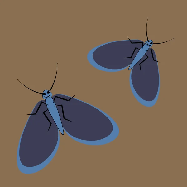 Sömlöst Mönster Illustration Fyrkantig Bakgrund Ett Par Glada Nattfjärilar Flygning — Stock vektor