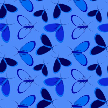 Kusursuz desen, sonsuz doku kare arkaplandaki illüstrasyon, stilize güveler, grafikler. Yaz, böcekler, dayanılmaz yaşam kolaylığı. Tasarım ögeleri - Not defterlerinin, mobil uygulamaların, sitelerin kapaklarının dekorasyonu - Duvar kağıtları, tekstil, pac