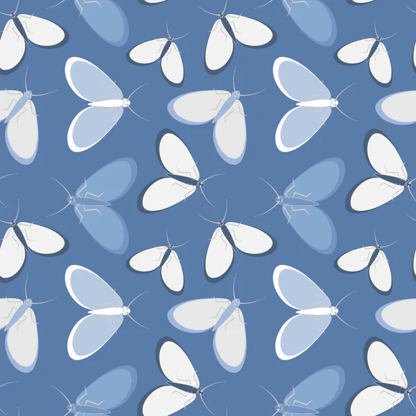 Seamless pattern - stylized moths - graphics. Summer, insects, unbearable ease of life. Wallpapers, textiles, packaging — Stock Vector