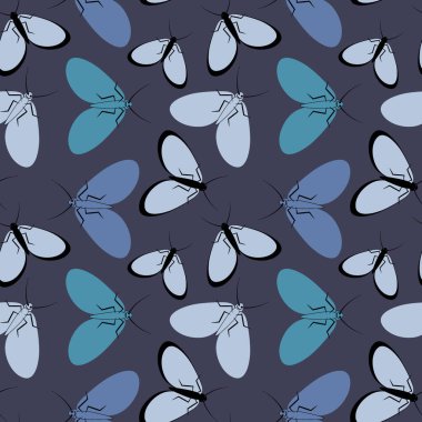 Kusursuz desen, sonsuz doku kare arkaplandaki illüstrasyon, stilize güveler, grafikler. Yaz, böcekler, dayanılmaz yaşam kolaylığı. Tasarım ögeleri - Not defterlerinin, mobil uygulamaların, sitelerin kapaklarının dekorasyonu - Duvar kağıtları, tekstil, pac