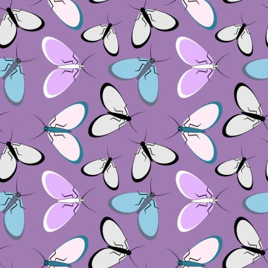 Kusursuz desen, sonsuz doku kare arkaplandaki illüstrasyon, stilize güveler, grafikler. Yaz, böcekler, dayanılmaz yaşam kolaylığı. Tasarım ögeleri - Not defterlerinin, mobil uygulamaların, sitelerin kapaklarının dekorasyonu - Duvar kağıtları, tekstil, pac