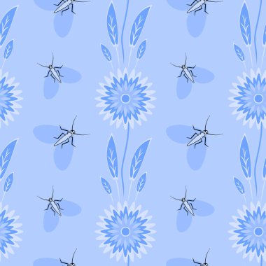 Kusursuz desen, uçsuz bucaksız doku kare arkaplandaki illüstrasyon, stilize çiçekler ve güveler. Tasarım ögeleri - Not defterlerinin, mobil uygulamaların, sitelerin kapaklarının dekorasyonu - Duvar kağıtları, tekstil, paketleme, siteler veya mobil uygulama için arkaplan