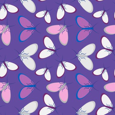 Kusursuz desen, sonsuz doku kare arkaplandaki illüstrasyon, stilize güveler, grafikler. Yaz, böcekler, dayanılmaz yaşam kolaylığı. Tasarım ögeleri - Not defterlerinin, mobil uygulamaların, sitelerin kapaklarının dekorasyonu - Duvar kağıtları, tekstil, pac